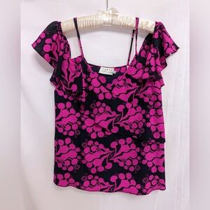 Tanya Taylor Silk Off-The-Shoulder Floral Print Blouse Size 4